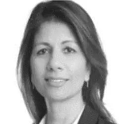 A black and white photo of a woman