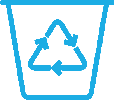 A blue recycling symbol in front of a green background.
